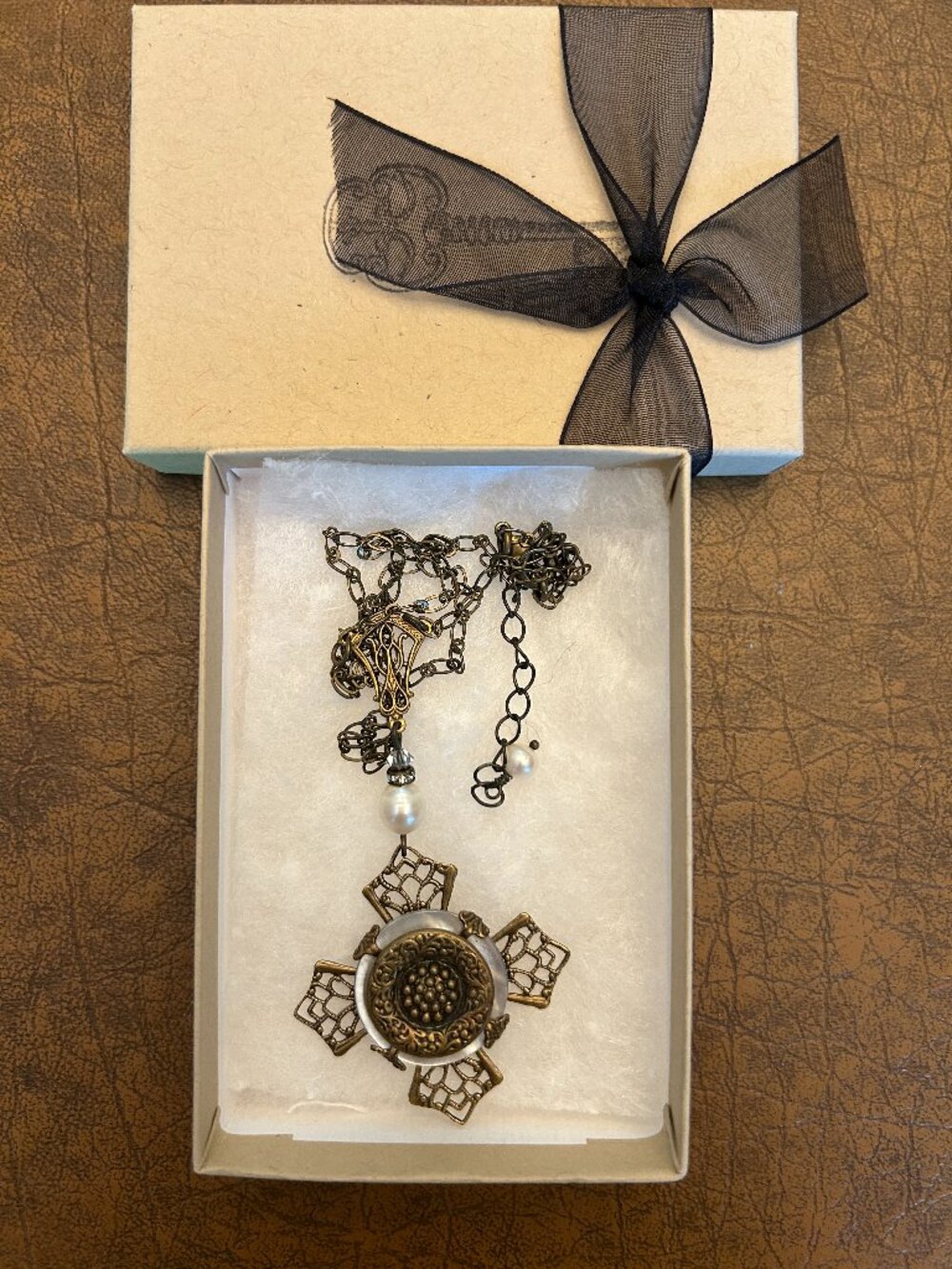 Timeless Trinket Cross Necklace with Pearls